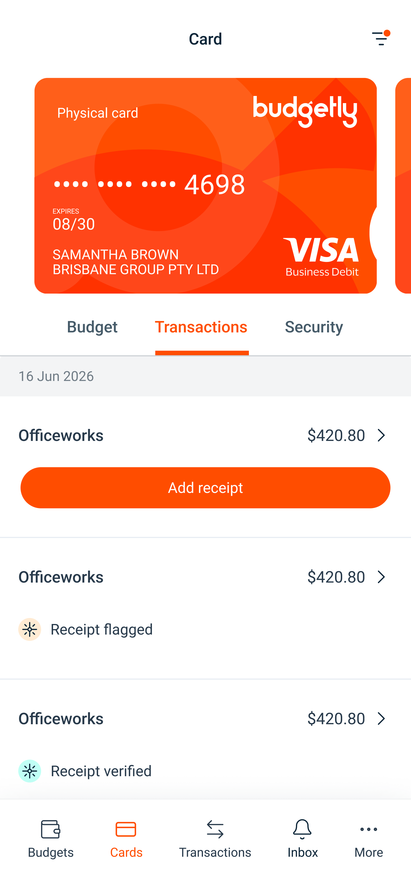 Mobile — card view